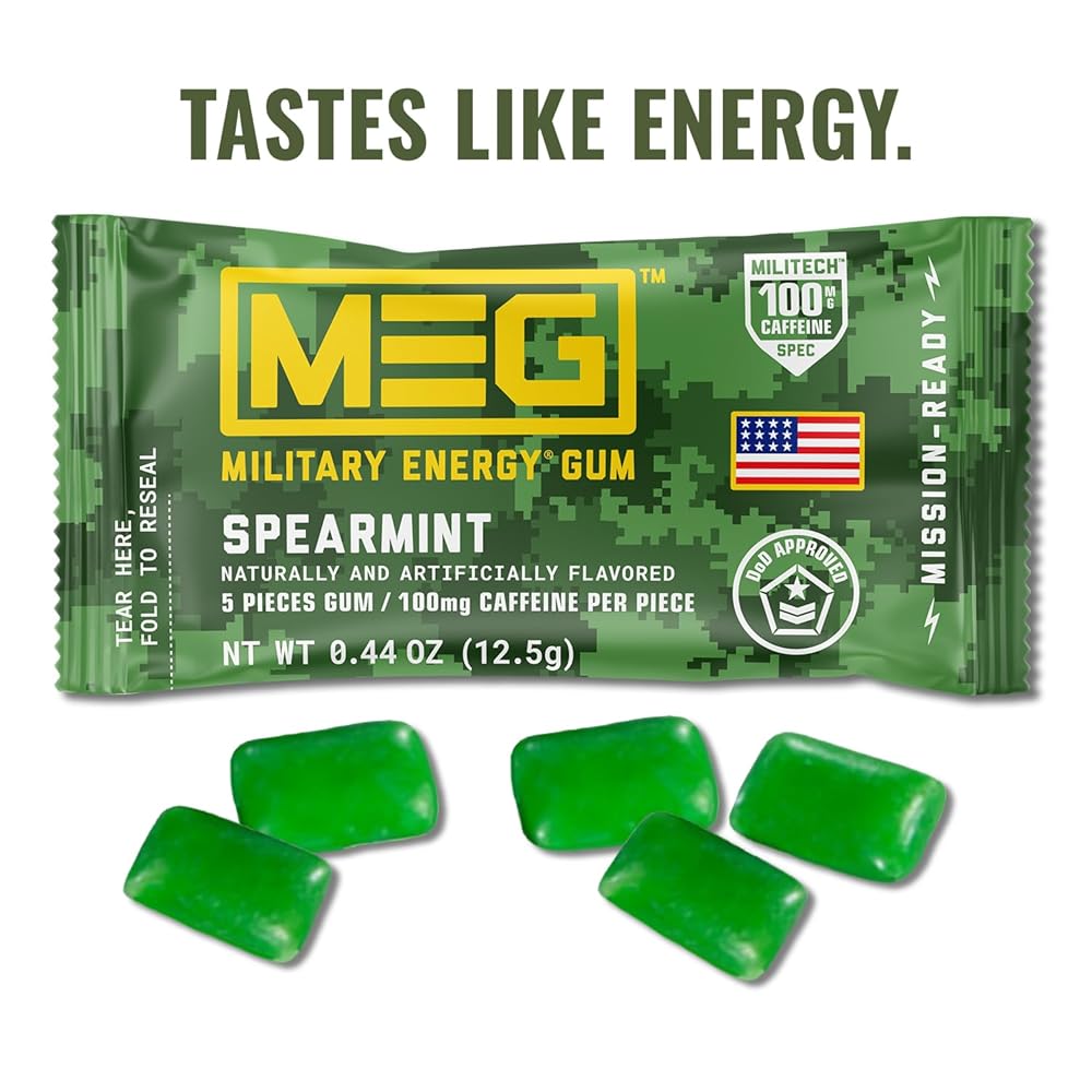MEG Millitary Energy Gum 100mg Caffeine Per Piece