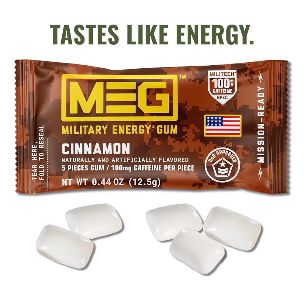 MEG Millitary Energy Gum 100mg Caffeine Per Piece