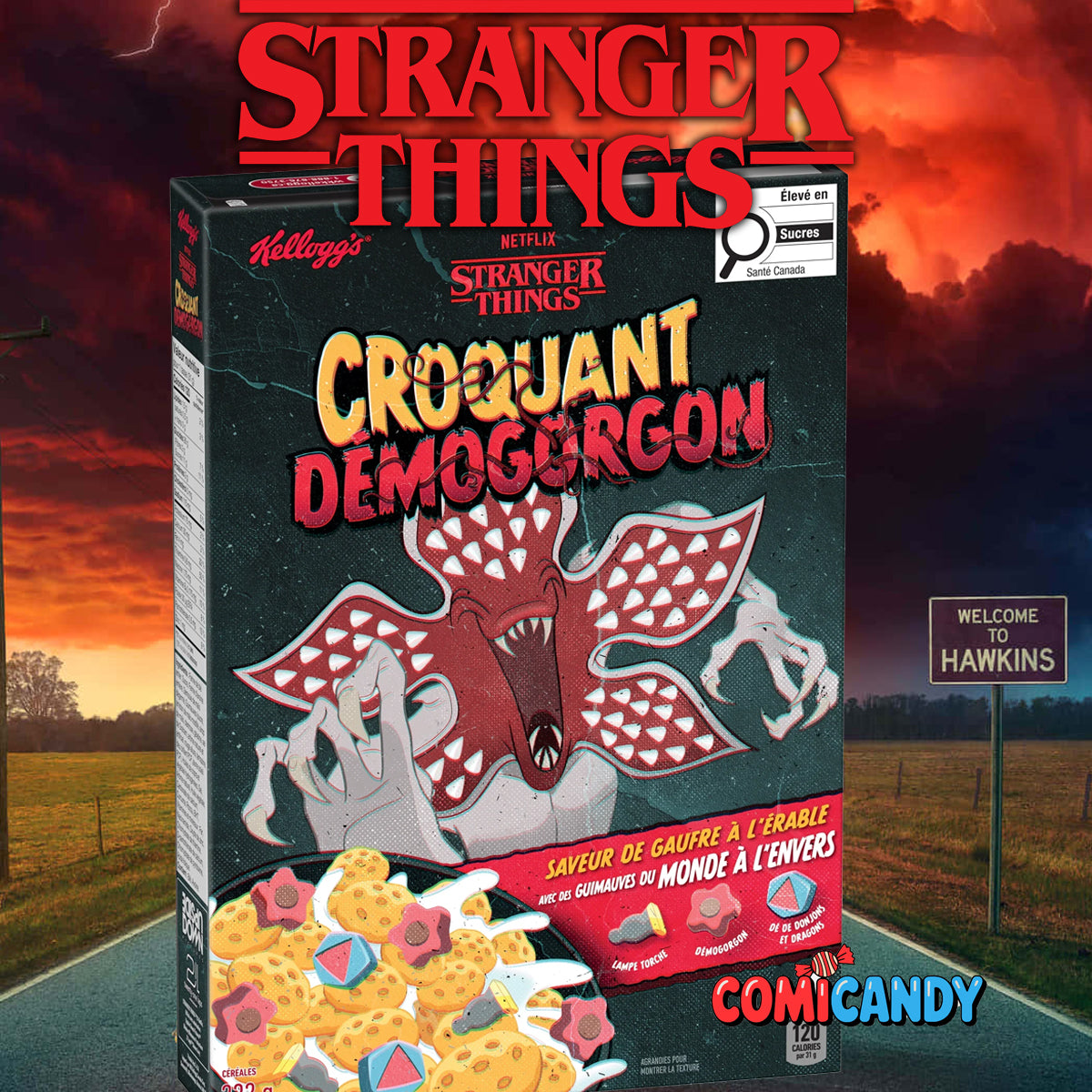 Kellogs Demogorgon Crunch Strangere Things Maple Waffle Cereal (232g)